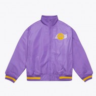 Purple LA Lakers Satin Full-Zip Jacket 