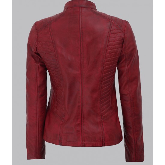 Rachel Womens Maroon Slim Fit Leather Jacket Rachel Womens Maroon Slim Fit Leather Jacket