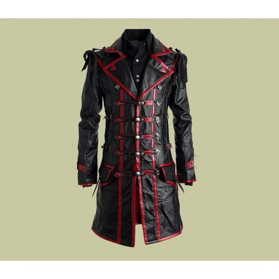 Real Leather Men Black Trench Coat Real Leather Men Black Trench Coat