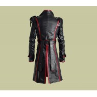 Real Leather Men Black Trench Coat