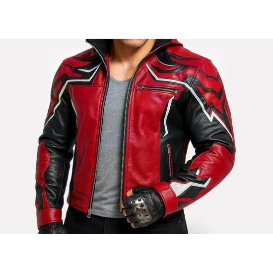 Deadpool Red Hood Style Red Biker Leather Jacket