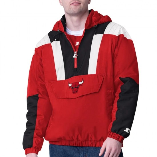 Red Black Chicago Bulls Charger Half-Zip Pullover Jacket