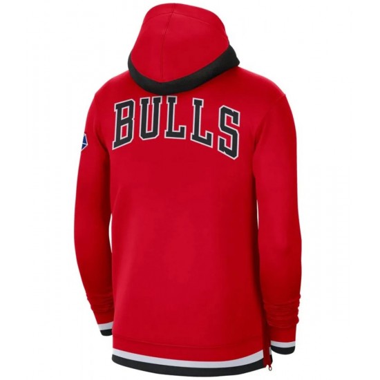 Red Chicago Bulls Full Zip Fleece Hoodie Red Chicago Bulls Full Zip Fleece Hoodie