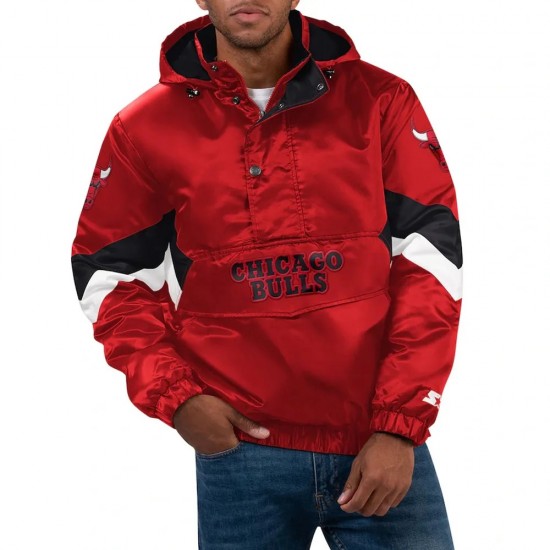 Red Force Play Chicago Bulls Half-Zip Hoodie Red Force Play Chicago Bulls Half-Zip Hoodie