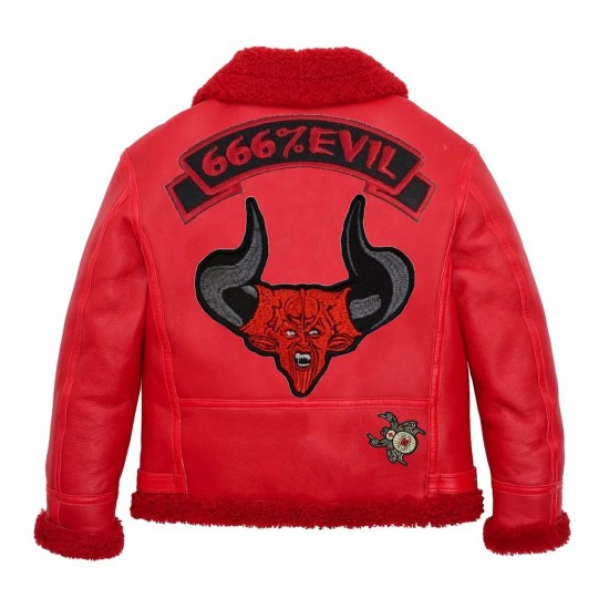 Red Shearling Leather Jacket Red Shearling Leather Jacket