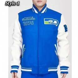 Retro Seattle Seahawks Classic Rib Varsity Jacket