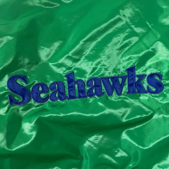 Retro Seattle Seahawks Green Satin Jacket