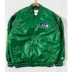 Retro Seattle Seahawks Green Satin Jacket