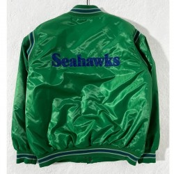 Retro Seattle Seahawks Green Satin Jacket