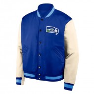 Rewind Legacy Seattle Seahawks Blue and Cream Jacket