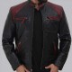 Rollins Mens Black and Maroon Cafe Leather Jacket Rollins Mens Black and Maroon Cafe Leather Jacket
