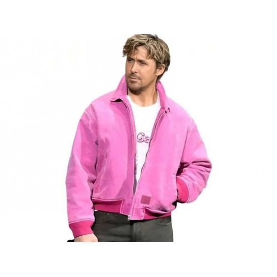 Ryan Gosling Pink Bomber Wool Jacket Ryan Gosling Pink Bomber Wool Jacket