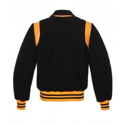Sailor Collar Black and Orange Wool Jacket