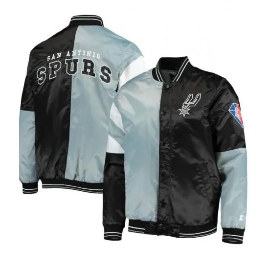 San Antonio Spurs Black and Grey Starter Jacket