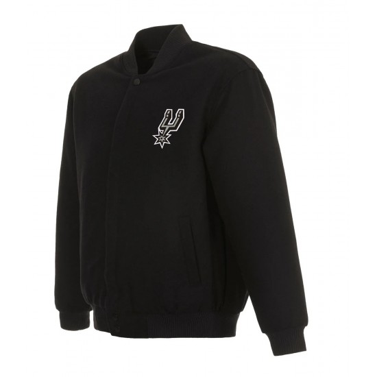 San Antonio Spurs Bomber Black Wool Jacket San Antonio Spurs Bomber Black Wool Jacket