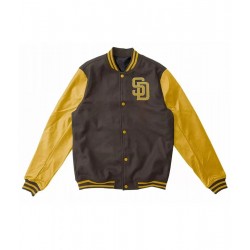 San Diego Padres Brown and Yellow Letterman Jacket