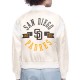 San Diego Padres Printed Logo Varsity Satin Jacket San Diego Padres Printed Logo Varsity Satin Jacket