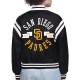 San Diego Padres Printed Logo Varsity Satin Jacket San Diego Padres Printed Logo Varsity Satin Jacket