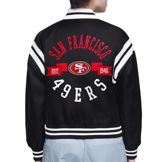 San Francisco 49ers Printed Logo Varsity Satin Jacket San Francisco 49ers Printed Logo Varsity Satin Jacket