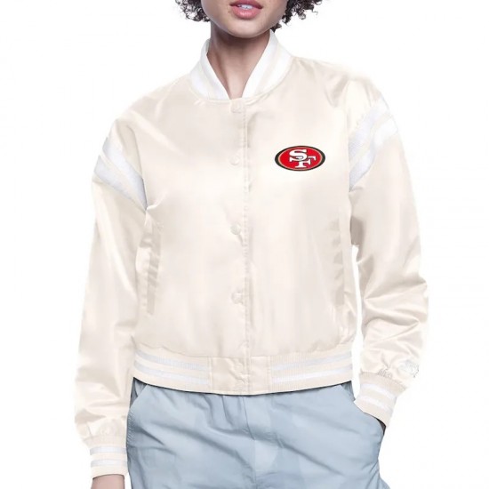 San Francisco 49ers Printed Logo Varsity Satin Jacket San Francisco 49ers Printed Logo Varsity Satin Jacket