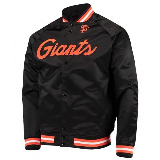 San Francisco Giants Black Satin Full-Snap Jacket San Francisco Giants Black Satin Full-Snap Jacket