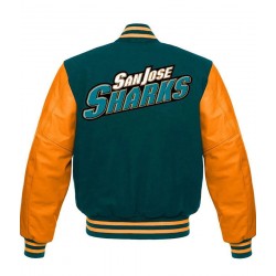 San Jose Sharks Letterman Green and Orange Jacket