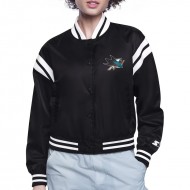 San Jose Sharks Printed Logo Varsity Satin Jacket