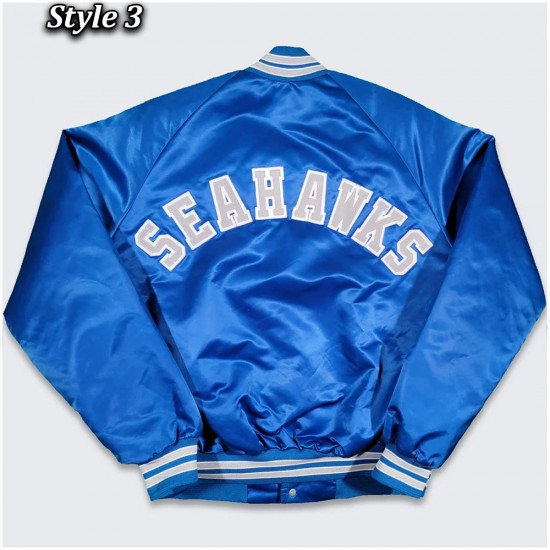 Seattle Seahawks 80s Bomber Blue Satin Jacket