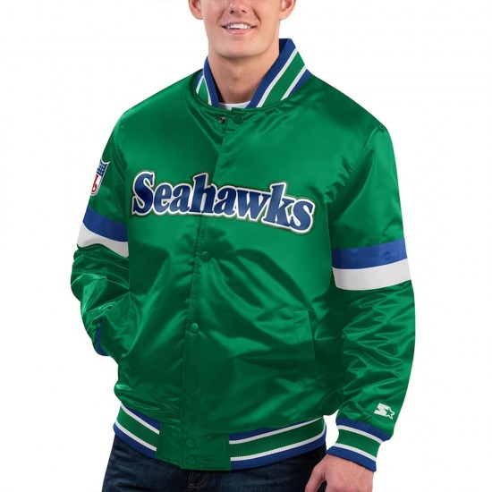 Seattle Seahawks Gridiron Classics Home Game Green Satin Jacket Seattle Seahawks Gridiron Classics Home Game Green Satin Jacket