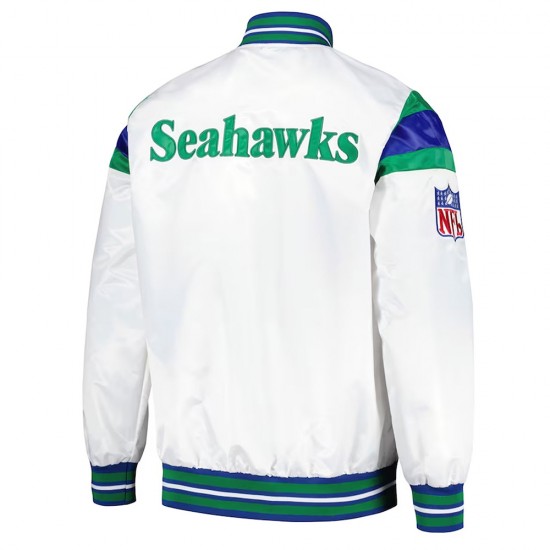 Seattle Seahawks Midweight White Satin Jacket