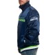 Seattle Seahawks Neon Embroidery Varsity Navy Satin Jacket