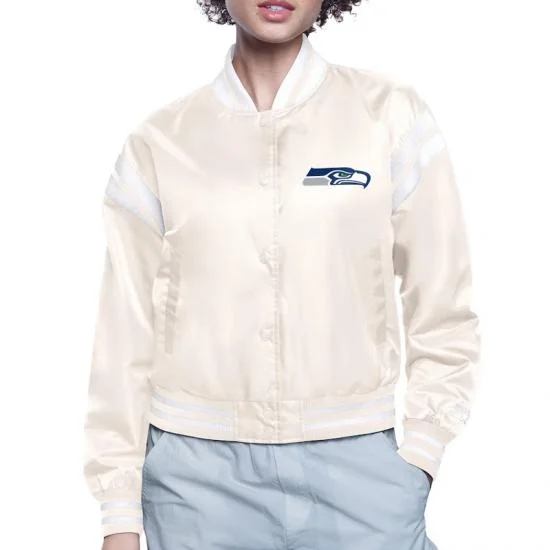 Seattle Seahawks Printed Logo Varsity Satin Jacket