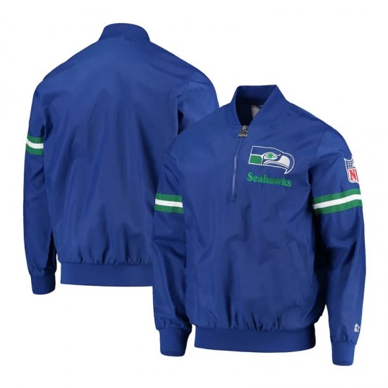 Seattle Seahawks Throwback Jet Half-Zip Blue Jacket