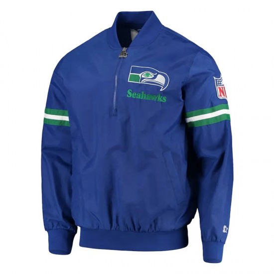 Seattle Seahawks Throwback Jet Half-Zip Blue Jacket