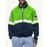 Seattle Seahawks Veteran Navy and Neon Green Track Jacket