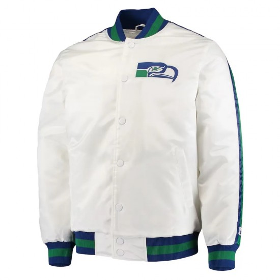 Seattle Seahawks White Throwback D-Line Jacket Seattle Seahawks White Throwback D-Line Jacket