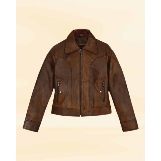 Selena Gomez Brown Leather Jacket Selena Gomez Brown Leather Jacket