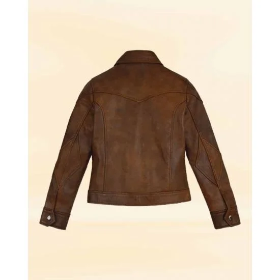 Selena Gomez Brown Leather Jacket