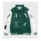 Skeleton Flocking Hip Hop Green Letterman Jacket Skeleton Flocking Hip Hop Green Letterman Jacket