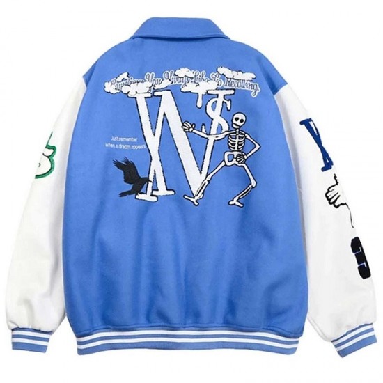 Skeleton Flocking Varsity Jacket Skeleton Flocking Varsity Jacket