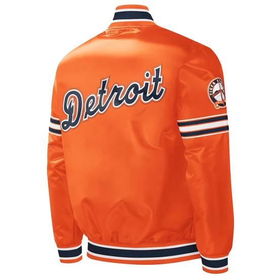 Slider Detroit Tigers Orange Varsity Satin Jacket Slider Detroit Tigers Orange Varsity Satin Jacket