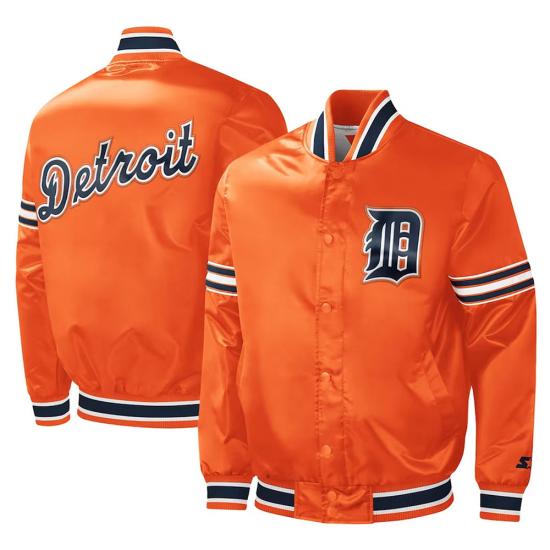 Slider Detroit Tigers Orange Varsity Satin Jacket Slider Detroit Tigers Orange Varsity Satin Jacket