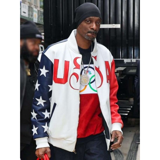 Snoop Dogg Olympic 2024 Bomber Leather Jacket Snoop Dogg Olympic 2024 Bomber Leather Jacket