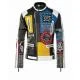 Spike Motorcycle Punk Rock World Studded Retro Multicolor Leather Jacket