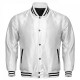 Sportswear Men's Jackets Supreme White Letterman Baseball Rib Knit Collar Satin Jacket Sportswear Men's Jackets Supreme White Letterman Baseball Rib Knit Collar Satin Jacket