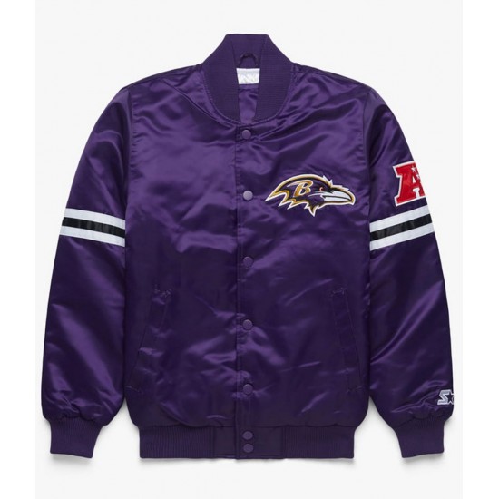Starter Bomber Baltimore Ravens Purple Satin Jacket Starter Bomber Baltimore Ravens Purple Satin Jacket