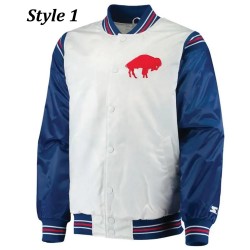Starter Buffalo Bills Bomber Blue and White Jacket