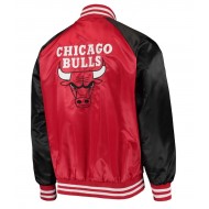 Starter Chicago Bulls Red & Black Satin Varsity Jacket