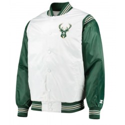 Starter Milwaukee Bucks White and Green Jacket