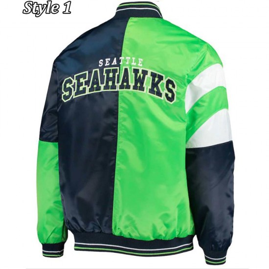 Starter Seattle Seahawks Blue and Neon Green Jacket